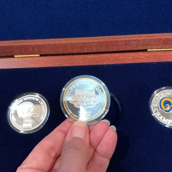 2000 Superbowl Tribute set of 9 - .999 coins and 6 bronze in wood box authentic - Picture 13 of 13